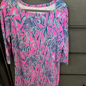 Lilly Pulitzer Extra Lucky Elephants Sophie 3/4 Sleeve Dress XL UEC